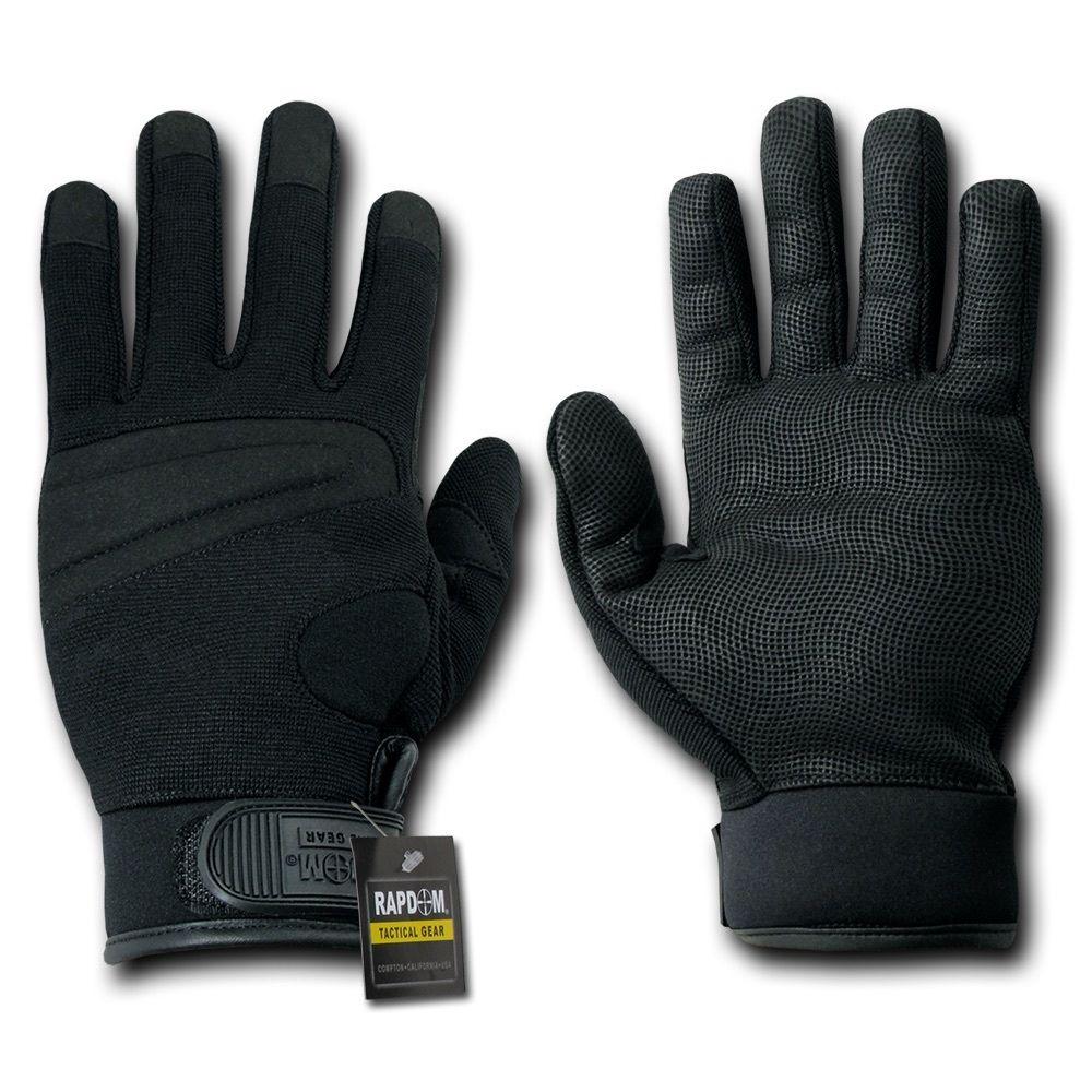 Digital Leather Tactical Patrol Army Military Black Gloves-Small-