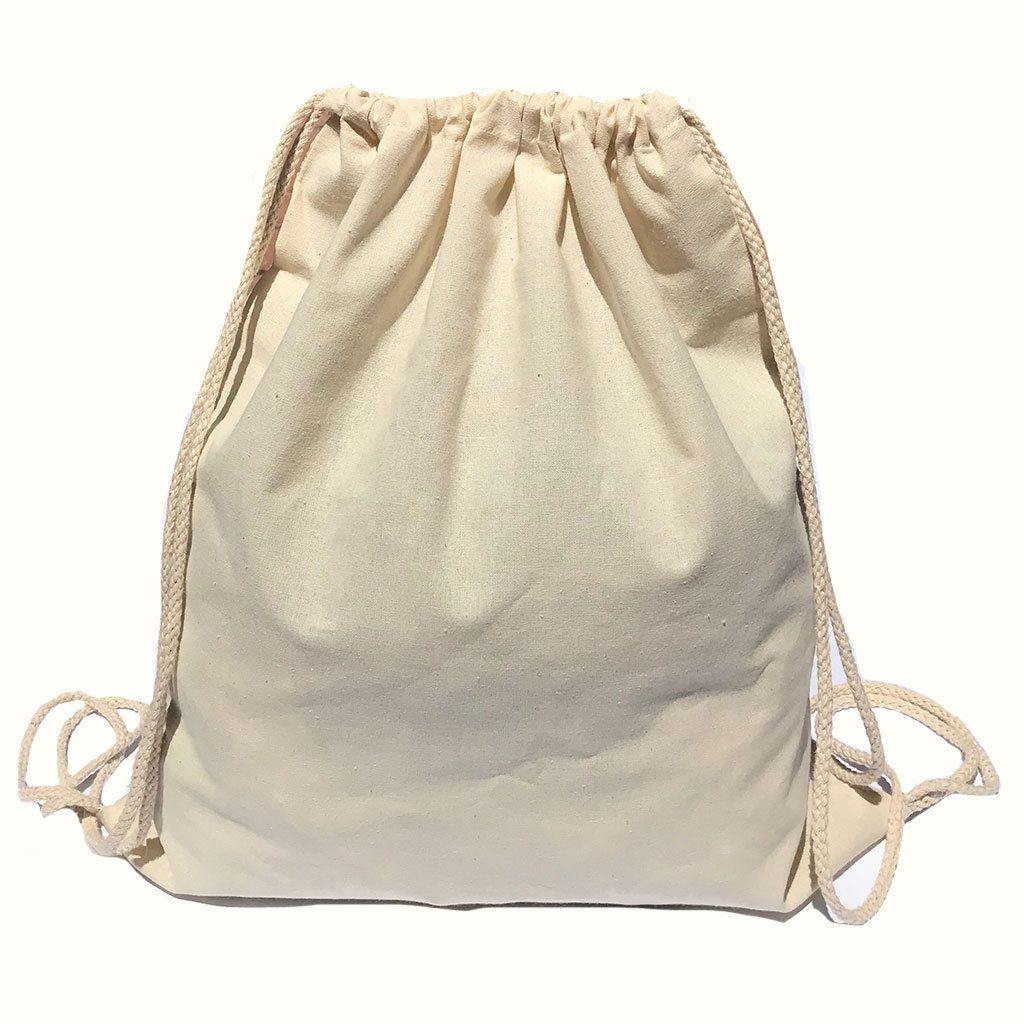 Drawstring Sack Backpack Bag Tote Cotton Natural White Travel Yoga Beach Sports-