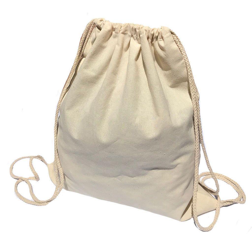 Drawstring Sack Backpack Bag Tote Cotton Natural White Travel Yoga Beach Sports-