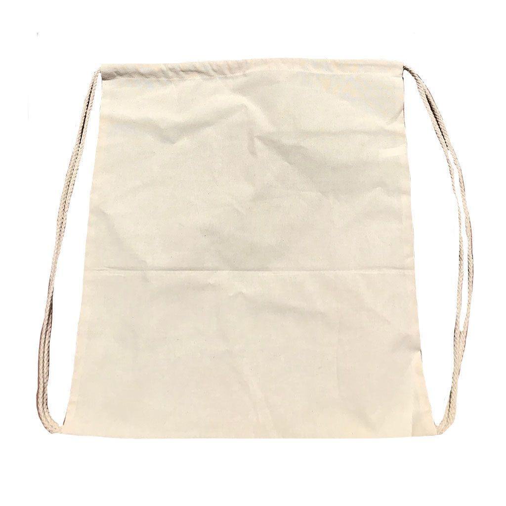 Drawstring Sack Backpack Bag Tote Cotton Natural White Travel Yoga Beach Sports-