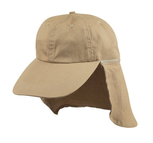 Ear Flap Cotton Long Visor Sun Hats Caps Washed Hunting Hiking Beach-