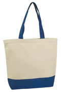 Cotton Canvas Reusable Grocery Shopping Tote Bags Gym Shoe Worm Books 17inch-ROYAL/NATURAL-