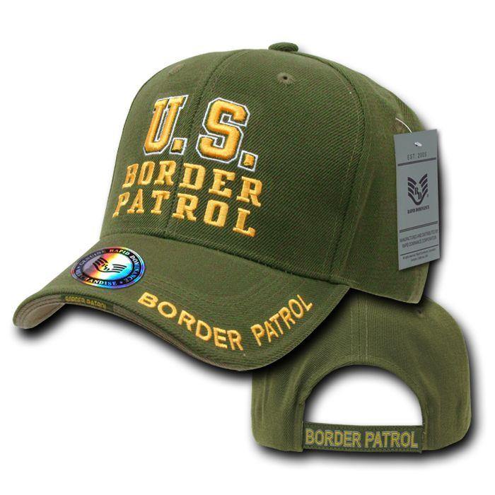 Embroidered Law Enforcement Agencies Justice US USA Baseball Caps Hats Unisex-Border Patrol - Olive-