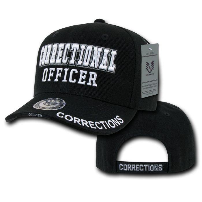 Embroidered Law Enforcement Agencies Justice US USA Baseball Caps Hats Unisex-Corrections - Black-