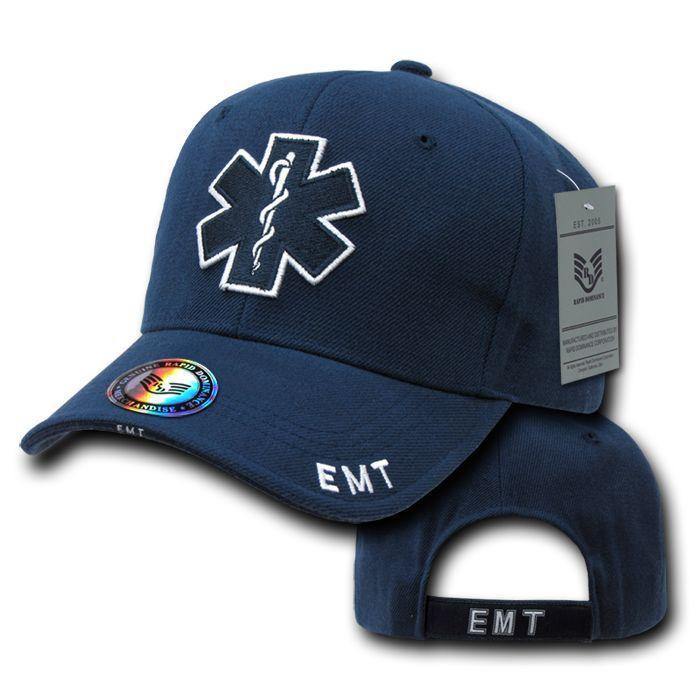 Embroidered Law Enforcement Agencies Justice US USA Baseball Caps Hats Unisex-EMT Cross - Navy-