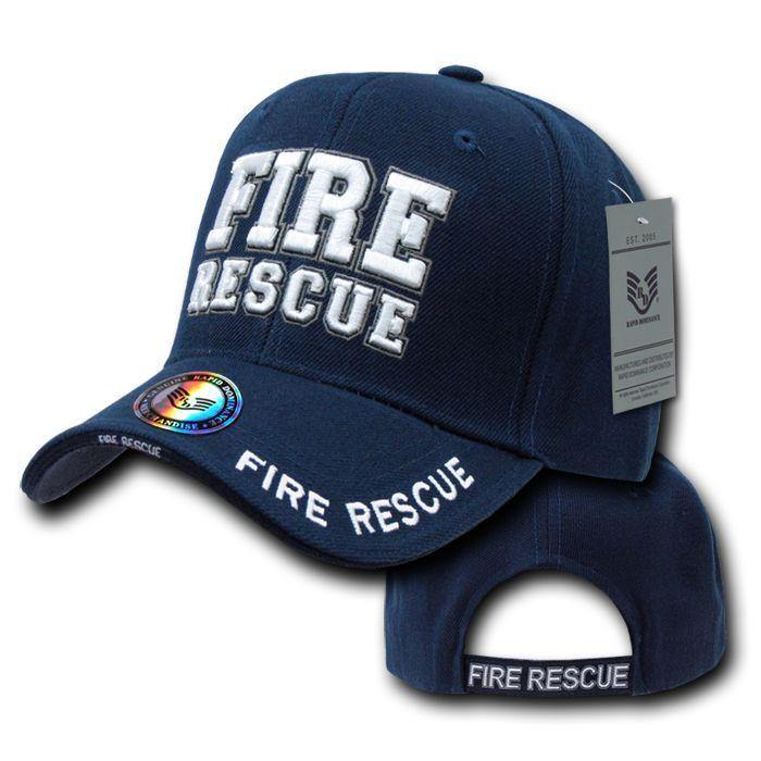Embroidered Law Enforcement Agencies Justice US USA Baseball Caps Hats Unisex-Fire Rescue - Navy-