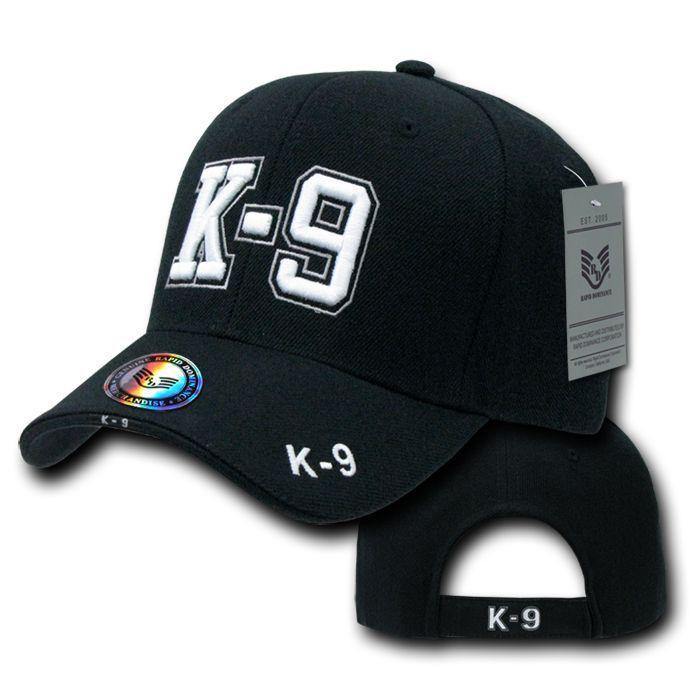 Embroidered Law Enforcement Agencies Justice US USA Baseball Caps Hats Unisex-K9 - Black-