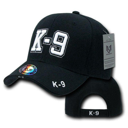 Embroidered Law Enforcement Agencies Justice US USA Baseball Caps Hats Unisex-K9 - Black-