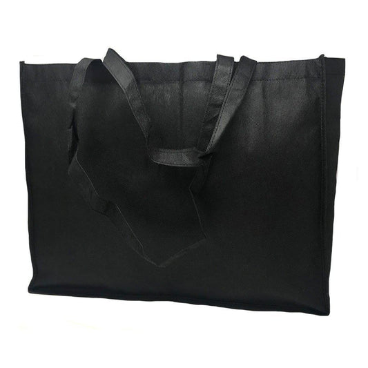 Large Reusable Grocery Shopping Tote Bag Bags Recycled Eco Friendly 20inch-Black-