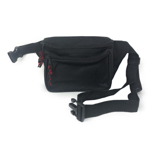 Casaba Fanny Pack Man Purse Travel Pouch Money Passport Holder Waist Bag 3 Pockets 42inch-BLACK-