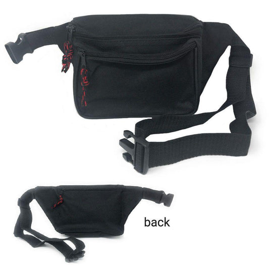 Casaba Fanny Pack Man Purse Travel Pouch Money Passport Holder Waist Bag 3 Pockets 42inch-BLACK-