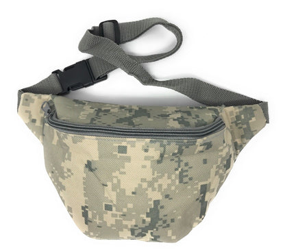 Fanny Pack Purse Travel Money Passport Id Holder Waist Bag Digital Camo Army 42inch, 48inch-One Zipper Fanny Pack-