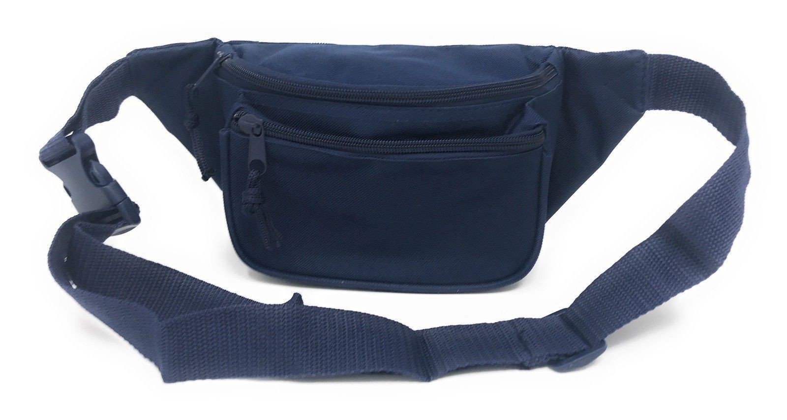 Fanny Pack Purse Travel Pouch Money Passport Id Zipper Waist Belt Bag 3 Pockets 48inch-Navy-
