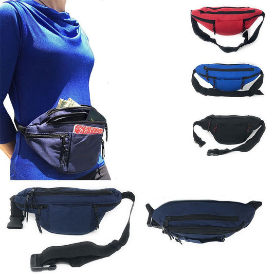Fanny Pack Purse Travel Pouch Money Passport Id Zipper Waist Belt Bag 4 Pockets 48inch-BLACK-
