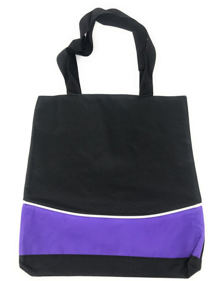Fashion Reusable Grocery Shopping Tote Bags Eco Friendly 13 1/2inchX 14inch-Purple/Black-