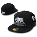 Whang Fitted California Bear Cali Retro Flat Bill Baseball Caps Hats-Black-6 7/8-