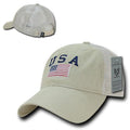 USA US Flag Patriotic Relaxed Fit Trucker Cotton Baseball Caps Hats-Stone-