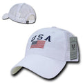 USA US Flag Patriotic Relaxed Fit Trucker Cotton Baseball Caps Hats-White-