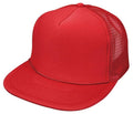 Flat Bill Blank Two Tone 5 Panel Mesh Foam Trucker Snapback Hats Caps Unisex-RED-