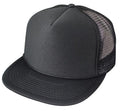 Flat Bill Blank Two Tone 5 Panel Mesh Foam Trucker Snapback Hats Caps Unisex-BLACK-