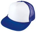 Flat Bill Blank Two Tone 5 Panel Mesh Foam Trucker Snapback Hats Caps Unisex-ROYAL/WHITE-