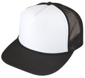 Flat Bill Blank Two Tone 5 Panel Mesh Foam Trucker Snapback Hats Caps Unisex-BLACK/WHITE-