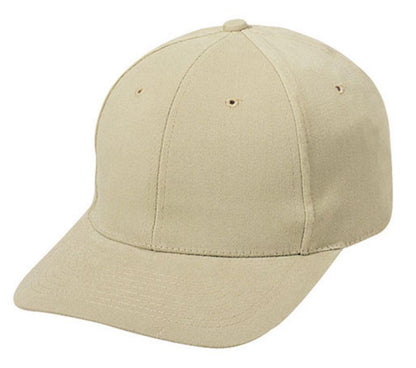 Flex Fit Brushed Cotton Fitted 6 Panel Low Crown Baseball Caps Hats-Khaki-