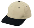 Flex Fit Brushed Cotton Fitted 6 Panel Low Crown Baseball Caps Hats-Black/Khaki-