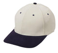 Flex Fit Brushed Cotton Fitted 6 Panel Low Crown Baseball Caps Hats-Navy/Stone Gray-