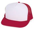 Youth Size Children Boys Girls Kids Foam Mesh 5 Panel Trucker Baseball Hats Caps-RED/WHITE-