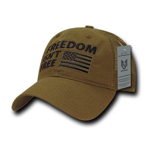 Freedom Is Not Free Patriotic USA Flag Trucker Cotton Baseball Caps Hats-FIF-Black-