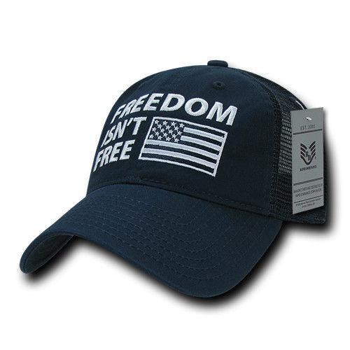 Freedom Is Not Free Patriotic USA Flag Trucker Cotton Baseball Caps Hats-FIF-Black-