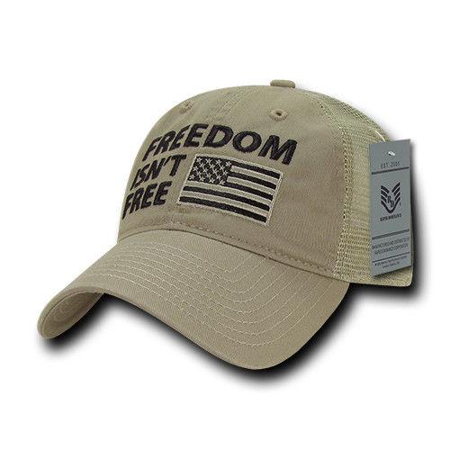 Freedom Is Not Free Patriotic USA Flag Trucker Cotton Baseball Caps Hats-FIF-Black-
