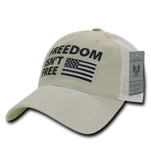 Freedom Is Not Free Patriotic USA Flag Trucker Cotton Baseball Caps Hats-FIF-Black-
