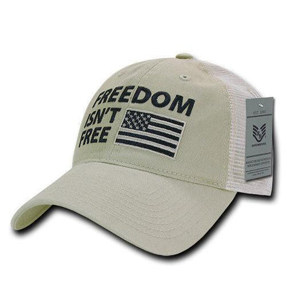 Freedom Is Not Free Patriotic USA Flag Trucker Cotton Baseball Caps Hats-FIF-Black-
