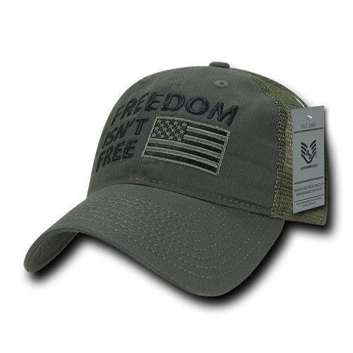 Freedom Is Not Free Patriotic USA Flag Trucker Cotton Baseball Caps Hats-FIF-Black-