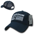 Freedom Is Not Free Patriotic USA Flag Trucker Cotton Baseball Caps Hats-FIF-Navy-