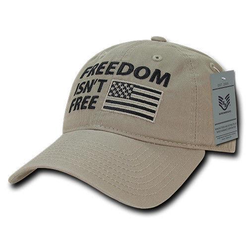 Freedom Isn't Free USA American Flag Washed Cotton Polo Baseball Dad Caps Hats-Black-