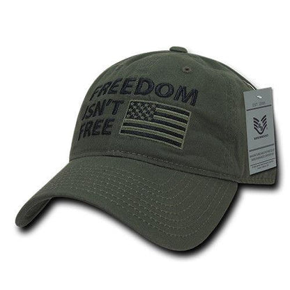 Freedom Isn't Free USA American Flag Washed Cotton Polo Baseball Dad Caps Hats-Black-