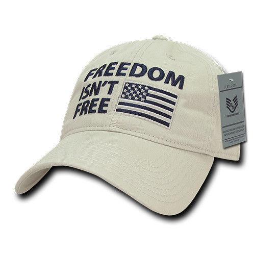 Freedom Isn't Free USA American Flag Washed Cotton Polo Baseball Dad Caps Hats-Black-