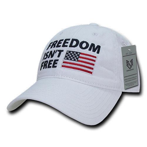 Freedom Isn't Free USA American Flag Washed Cotton Polo Baseball Dad Caps Hats-Black-