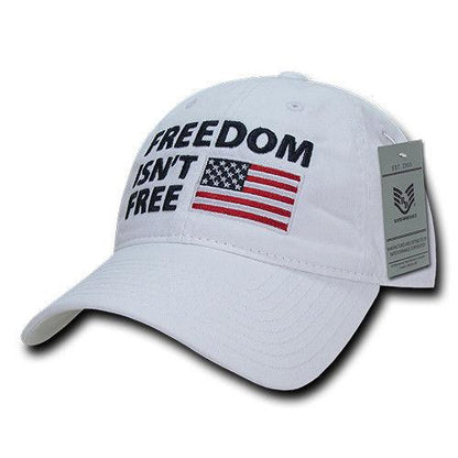 Freedom Isn't Free USA American Flag Washed Cotton Polo Baseball Dad Caps Hats-Black-