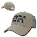 Freedom Isn't Free USA American Flag Washed Cotton Polo Baseball Dad Caps Hats-Khaki-