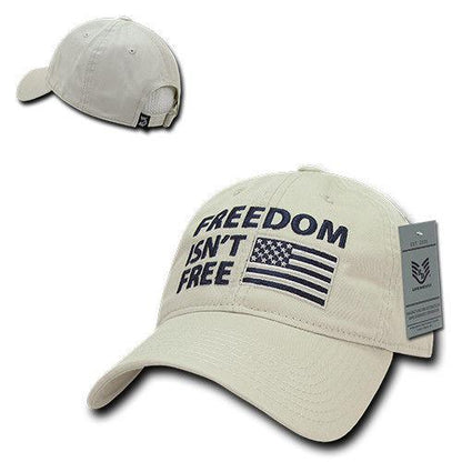 Freedom Isn't Free USA American Flag Washed Cotton Polo Baseball Dad Caps Hats-Stone-