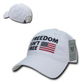 Freedom Isn't Free USA American Flag Washed Cotton Polo Baseball Dad Caps Hats-White-