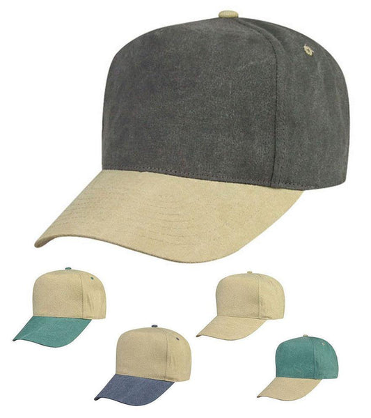 100% Cotton Canvas Stone Washed Pigment Dyed 5 Panel Baseball Caps Hats Khaki-KHAKI-
