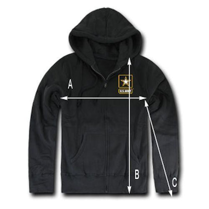 Full Zip Fleece Hoodie Sweatshirt Jacket US Military Navy Air Force Army Marines-Air Force - Navy-Small-