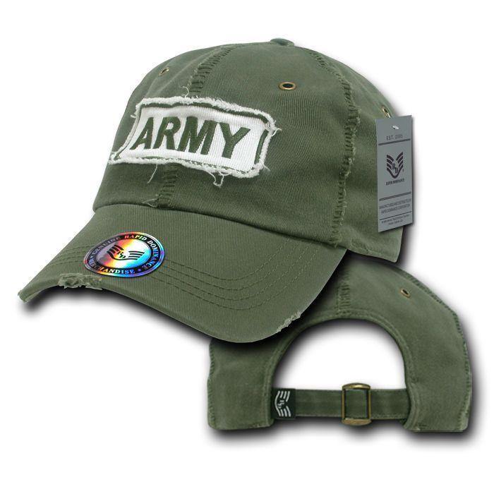 Giant Stitch Military Polo Army Marines Navy US Air Force Baseball Hat Caps-Army - Olive-