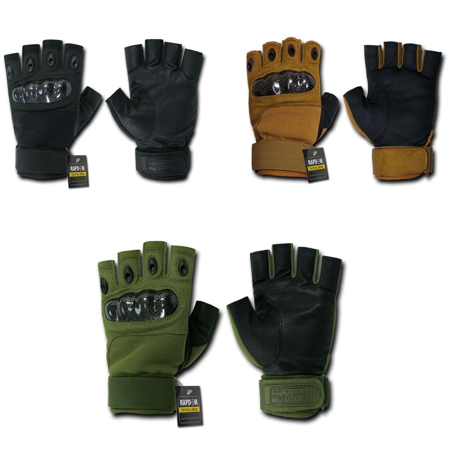 Half Finger Tactical Hard Knuckle Combat Patrol Mout Gloves-Black-Small-