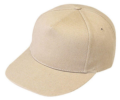 Heavy Brushed Cotton 5 Panel Low Crown Plain Two Tone Baseball Caps Hats-KHAKI-